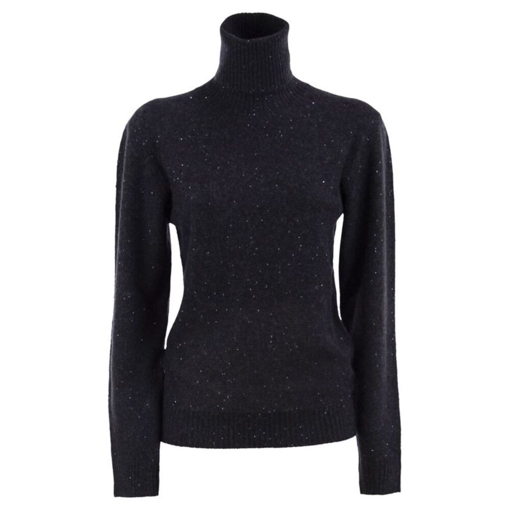 Fabiana Filippi Women Fine Knit Turtleneck In Precious Yarns With Micro Sequins